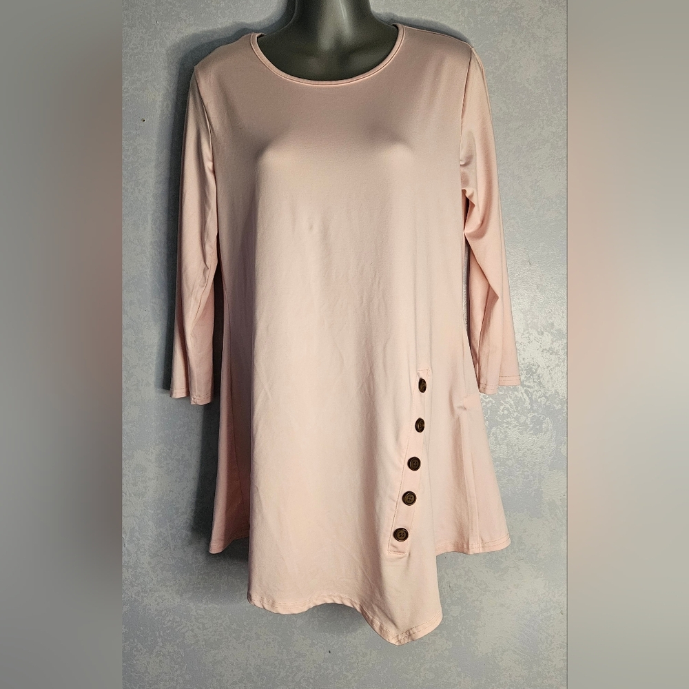 FASHION Womens Pink Button-Detail Top L
